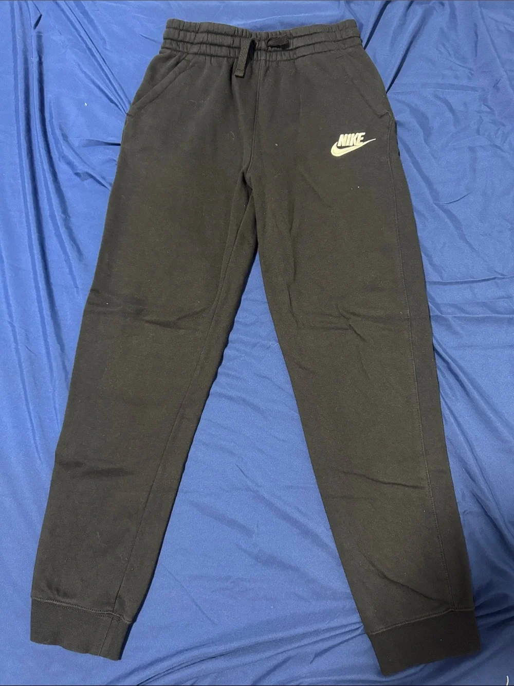 Nike Kids Black Joggers with White Swoosh